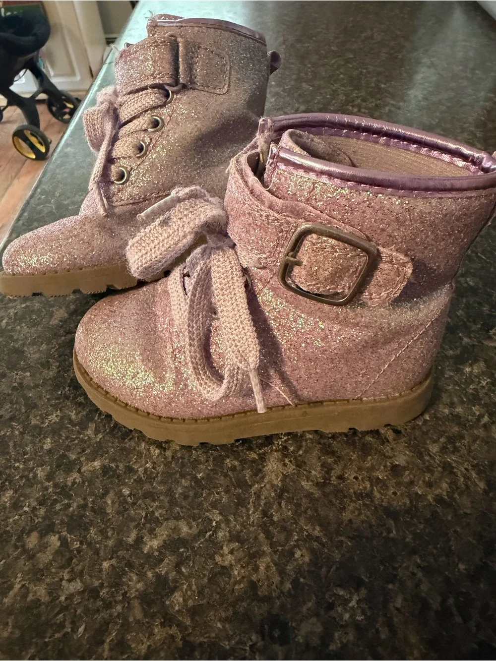 Carter's Glitter Lace-Up Boots in Light Purple